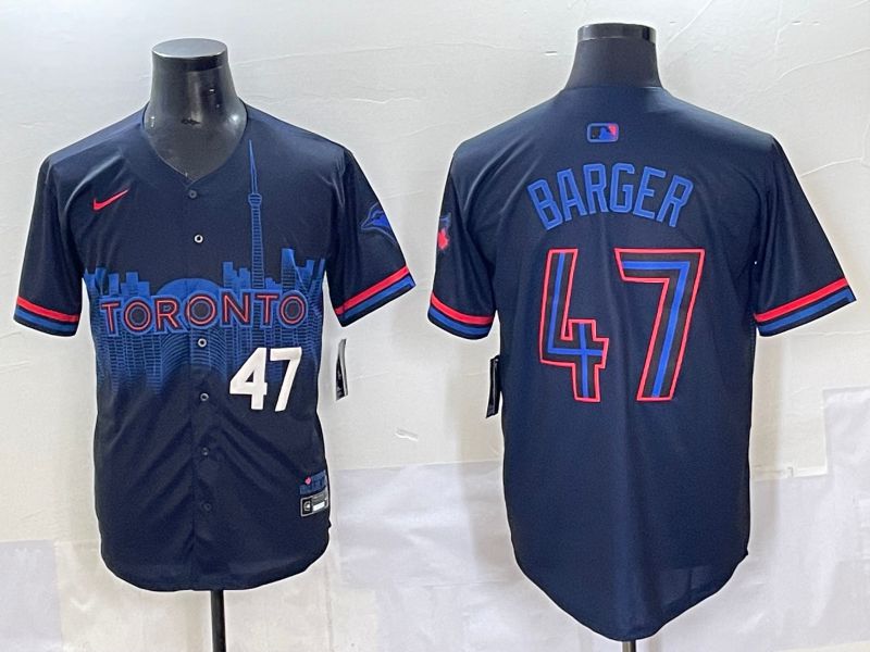 Men 2025 Toronto Blue Jays #47 Barger Black Joint Name Nike MLB Jersey style 2